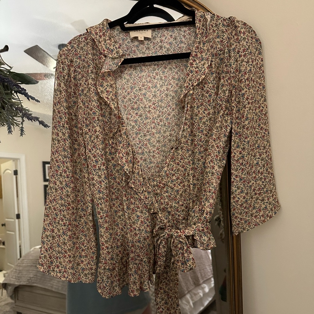 Sezane floral wrap top